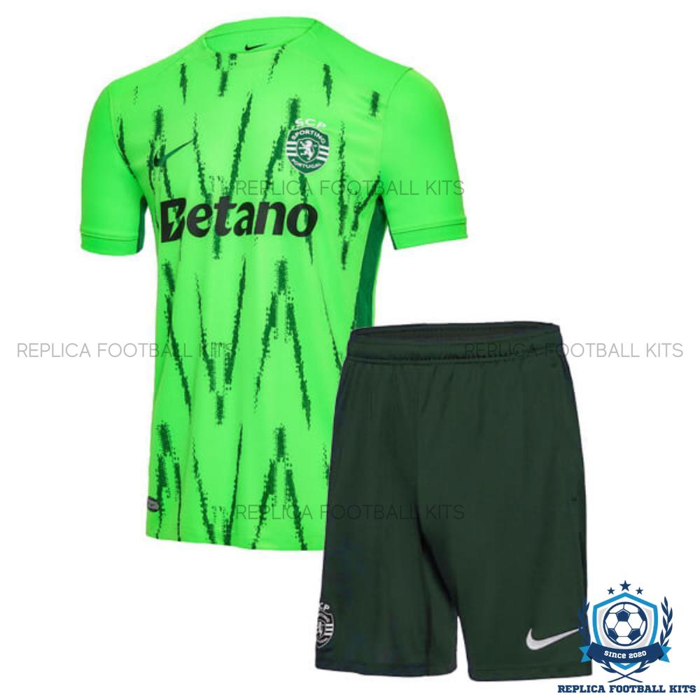 Front View Of Sporting CP Third Kids Replica Football Kit 202425