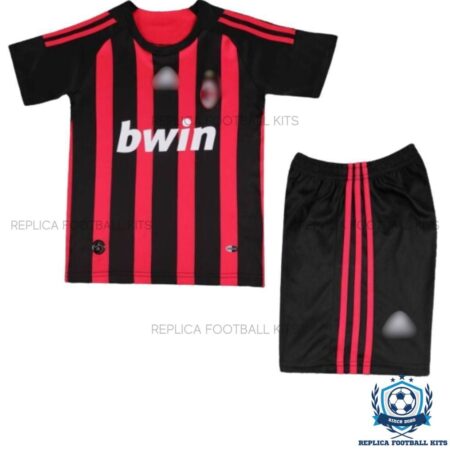 Retro AC Milan Home Kids Replica Kit 08/09 - Front View