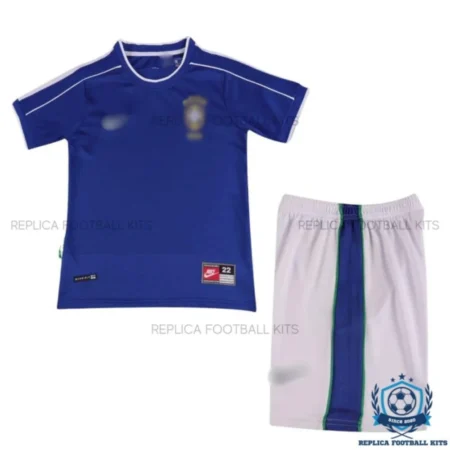 Retro Brazil Away Kids Replica Kit 1998 - Front View