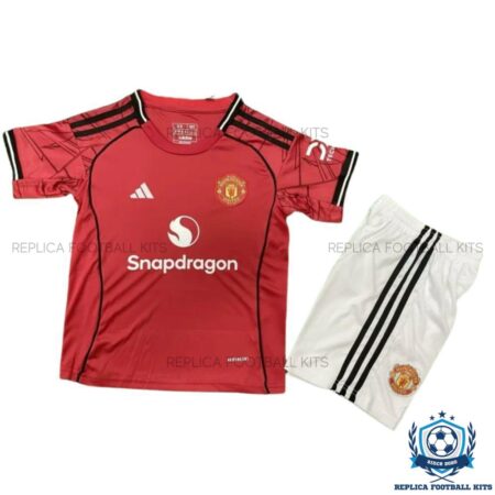 Manchester United Home Kid Replica Kit 25/26 - Front View