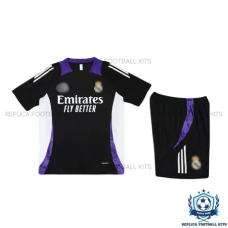 Real Madrid Black Purple Training Kids Replica Football Kit 2024/25 - Front View