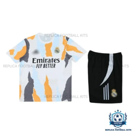 Real Madrid Pre Match Yellow Kids Replica Football Kit 2024/25 - Front View
