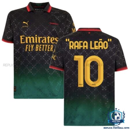 AC Milan Black Green Fourth Men Replica  Shirt 2024/25 RAFA LEÃO 10 - Overview