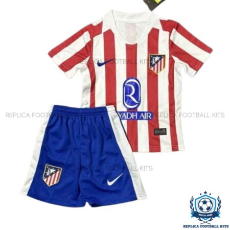 Atletico Madrid Home Kids Replica Kit 2025/26 - Front view