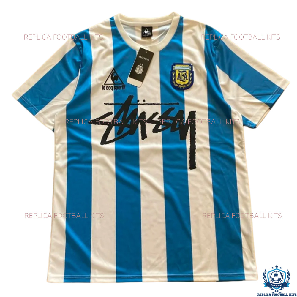 Argentina x Stussy Home Men Football Shirt 1986 - Front View