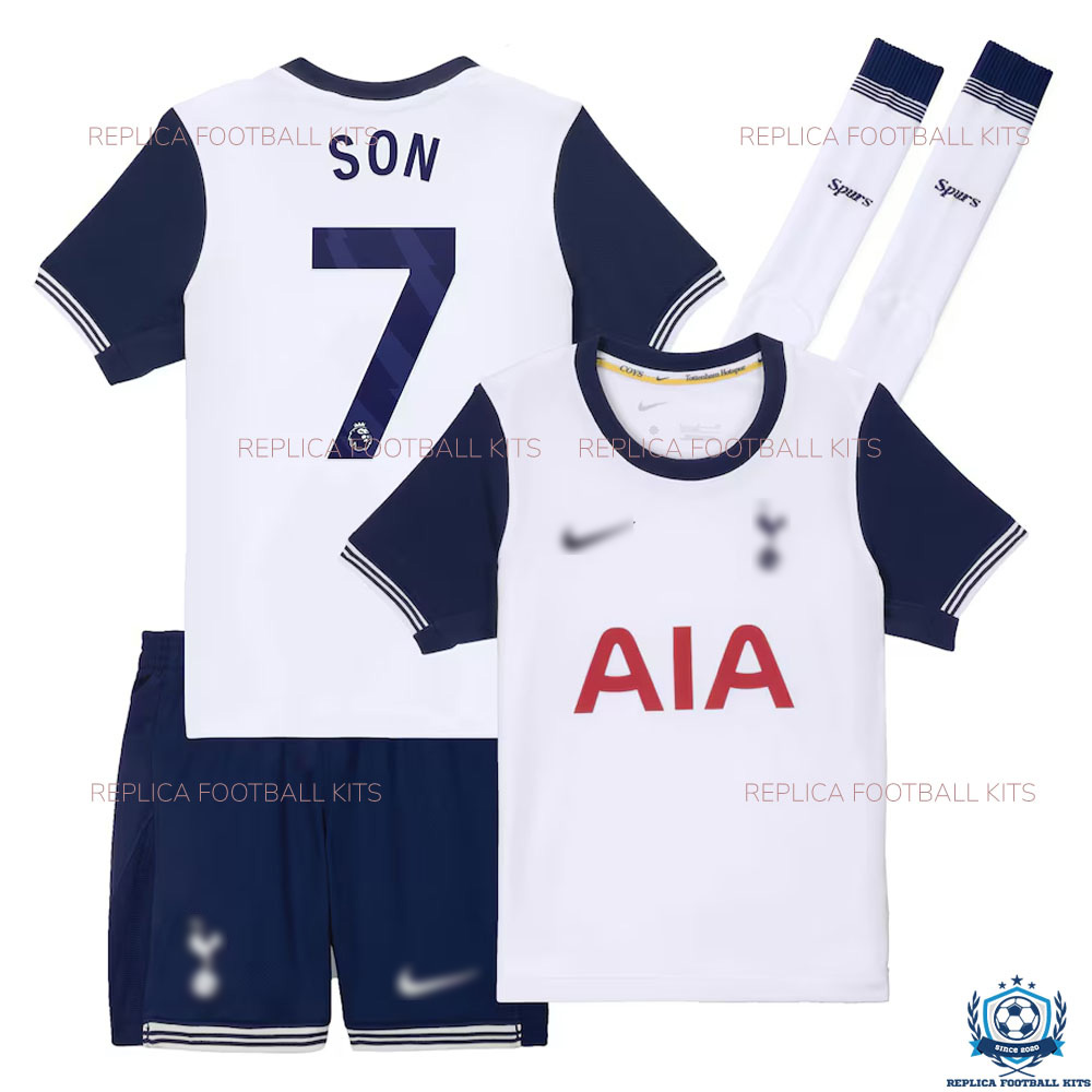 Tottenham Home Kid Kit 2024-25 With Socks Son 7 Printed - Front View
