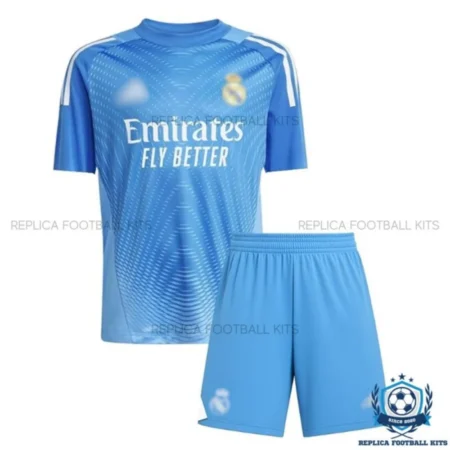 Real Madrid Blue Goalkeeper Kids Replica Kit 25/26 - front view