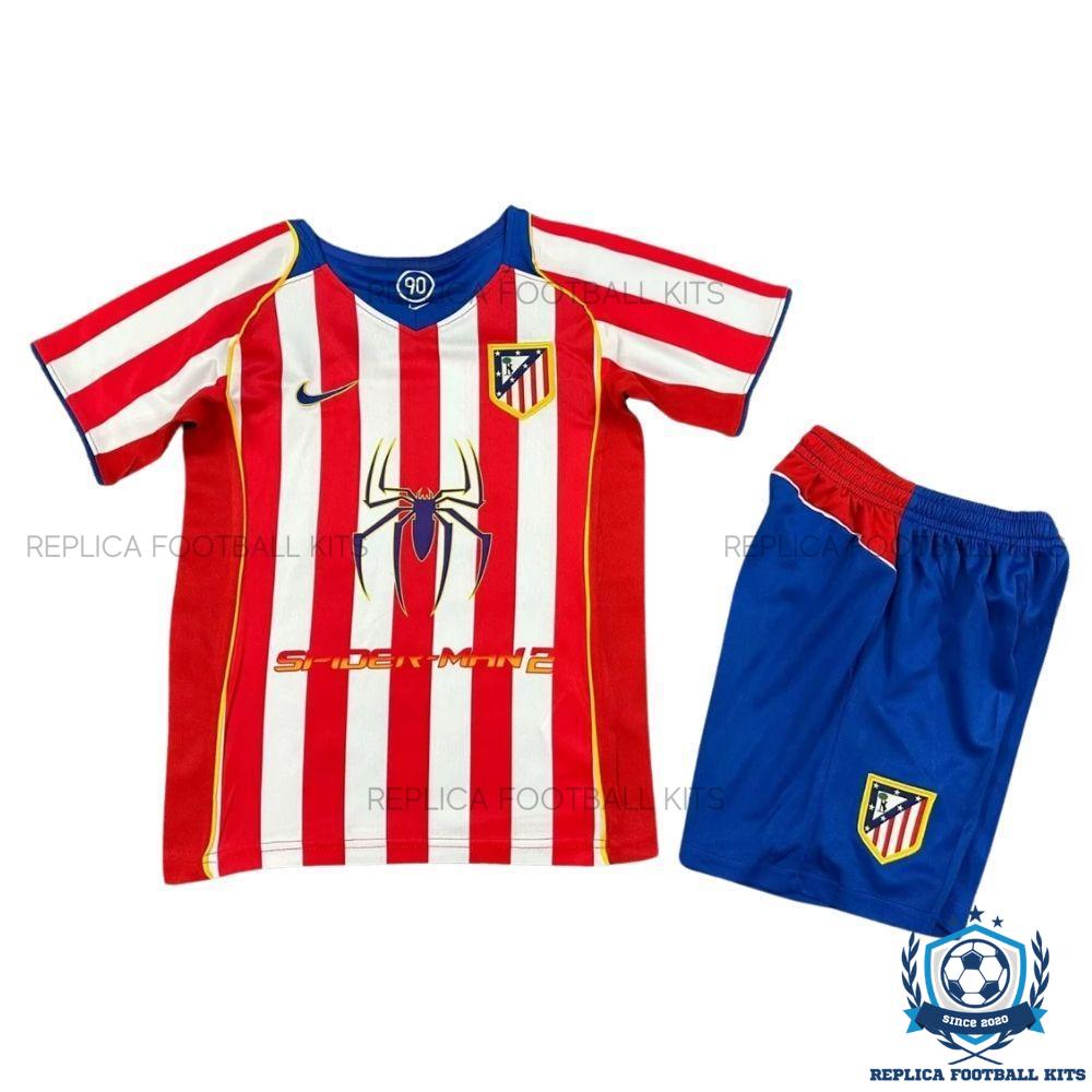 Retro Atletico Madrid Home Kids Replica Kit 04/05 - front view