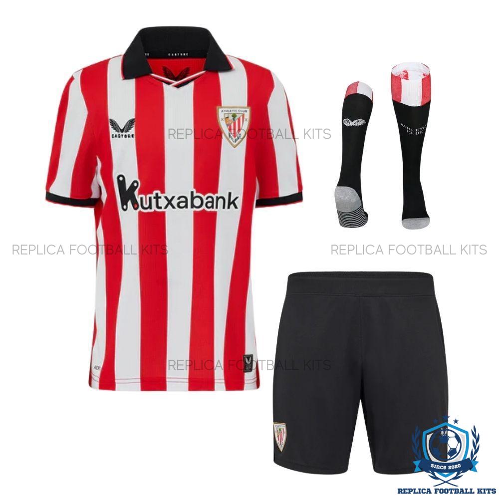 Athletic Club Bilbao Home Kids Replica Kit 25/26 - front view with socks