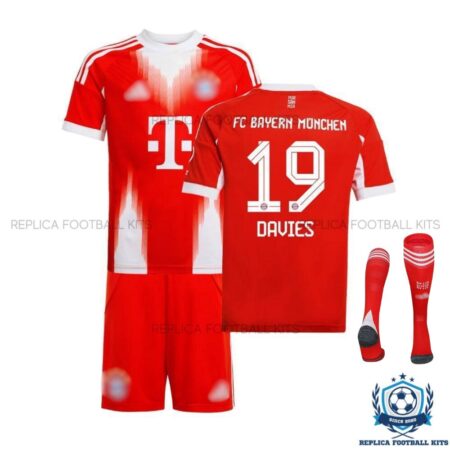 Bayern Munich Davies 19 Home Kids Replica Kit 25/26 - overview with socks