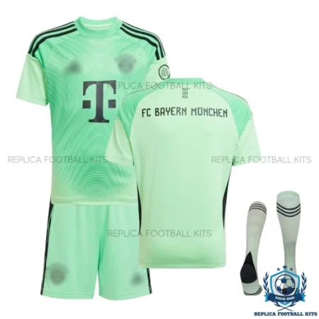 Bayern Munich Green Goalkeeper Kids Replica Kit 25/26 - overview with socks