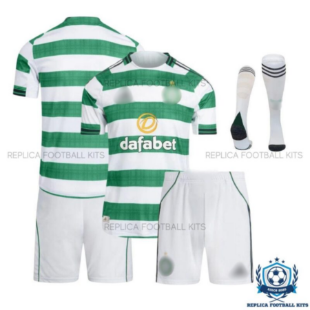 Celtic Home Kid Replica Football Kit 25/26 - overview with socks