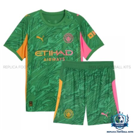 Manchester City Green Goalkeeper Kid Replica Kit 25/26 - front view