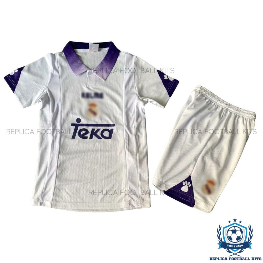 Retro Real Madrid Home Kids Replica Football Kit 1997/98 - Front View