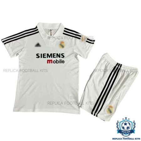 Retro Real Madrid Home Kids Replica Football Kit 2002/03 - Front View