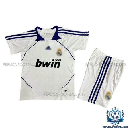 Retro Real Madrid Home Kids Replica Football Kit 2007/08 - Front View