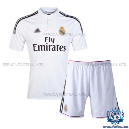 Retro Real Madrid Home Kids Replica Football Kit 2014/15 - Front View
