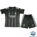 Real Madrid Black White Goalkeeper Kids Replica Football Kit 2025/26 - Front View