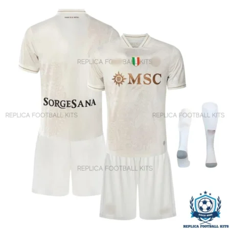 SSC Napoli Away Kid Replica Football Kit 25/26 - front view with socks
