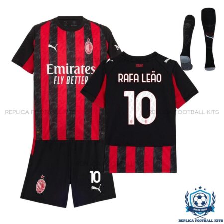 AC Milan Rafa Leão 10 Home Kids Replica Kit 25/26 - front view