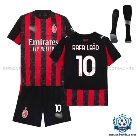 AC Milan Rafa Leão 10 Home Kids Replica Kit 25/26 - front view