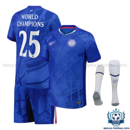 Chelsea World Champions 25 Home Kid Replica Kit 25/26 - overview with socks