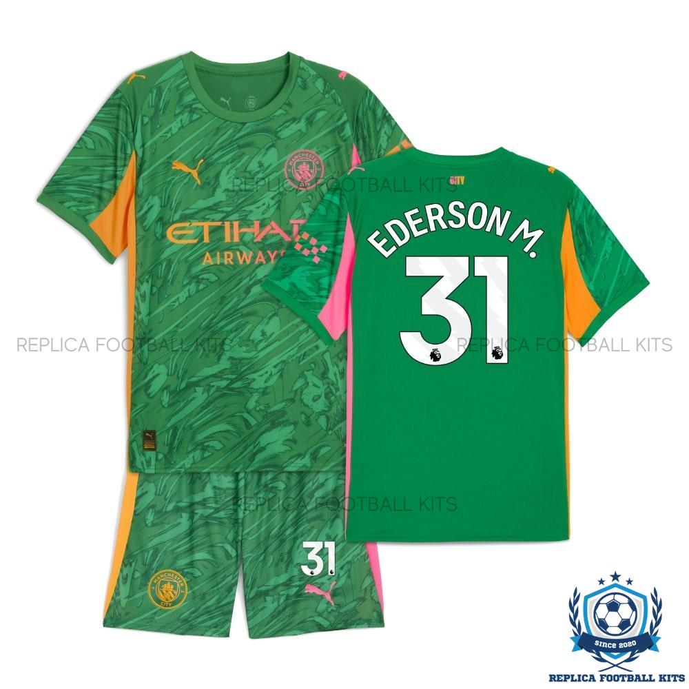 Man City Ederson M.31 Green Goalkeeper Kid Replica Kit 25/26 - overview no socks