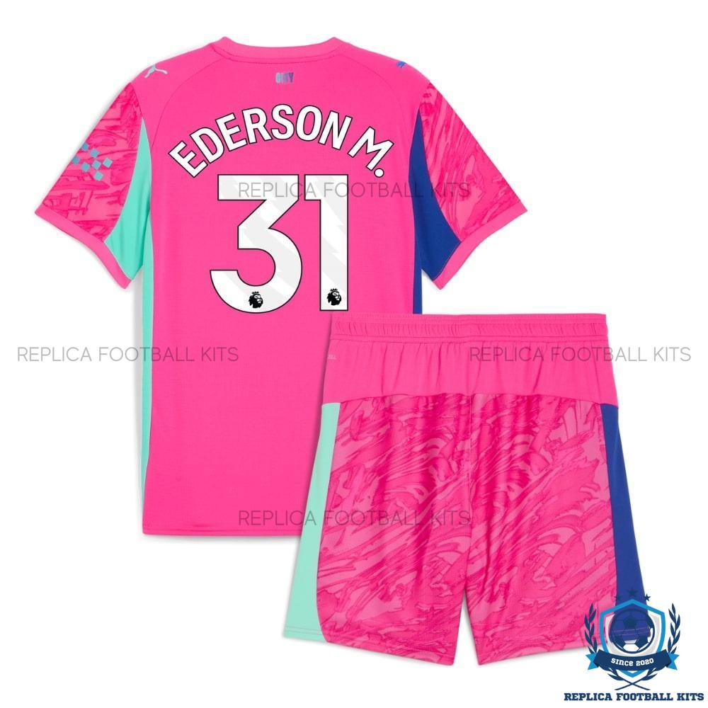 Man City Ederson M. 31 Pink Goalkeeper Kid Replica Kit 25/26 - back view