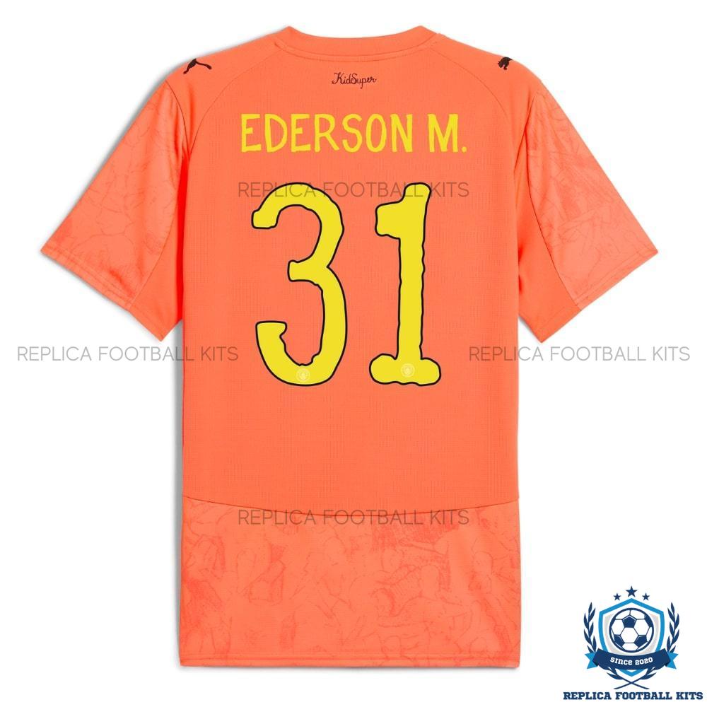 Man City Ederson M. 31 Orange KidSuper Men Replica Shirt 25/26 - back view