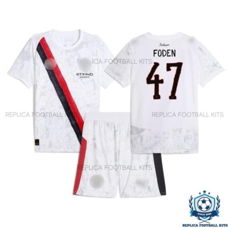 Man City Foden 47 White KidSuper Kid Replica Kit 25/26 - overview