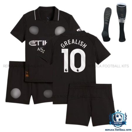 Manchester City Grealish10 Away Kid Replica Kit 25/26 - overview with socks