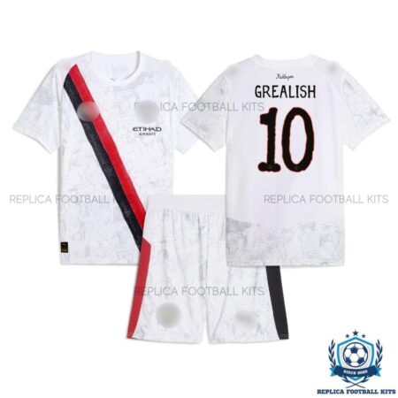 Man City Grealish 10 White KidSuper Kid Replica Kit 25/26 - overview