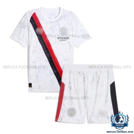 Manchester City White KidSuper Kid Replica Kit 25/26 - front view