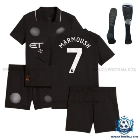 Manchester City Marmoush 7 Away Kid Replica Football Kit 25/26 - overview with socks