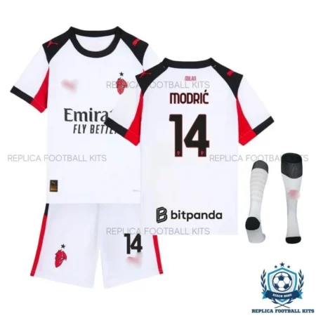 AC Milan Modrić 14 Away Kids Replica Kit 25/26 - front view with socks
