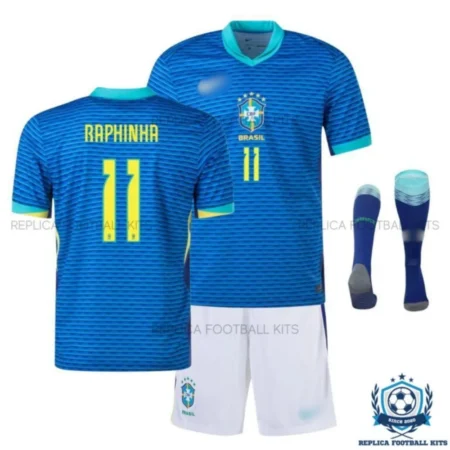 Brazil Raphinha 11 Away Kid Replica Kit 24/25 - overview blur