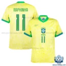 Brazil RAPHINHA 11 Home Men Replica Football Shirt 2024 - Over view - blur