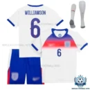 England Williamson 6 Home Kid Replica Kit 25/26 - overview - with socks