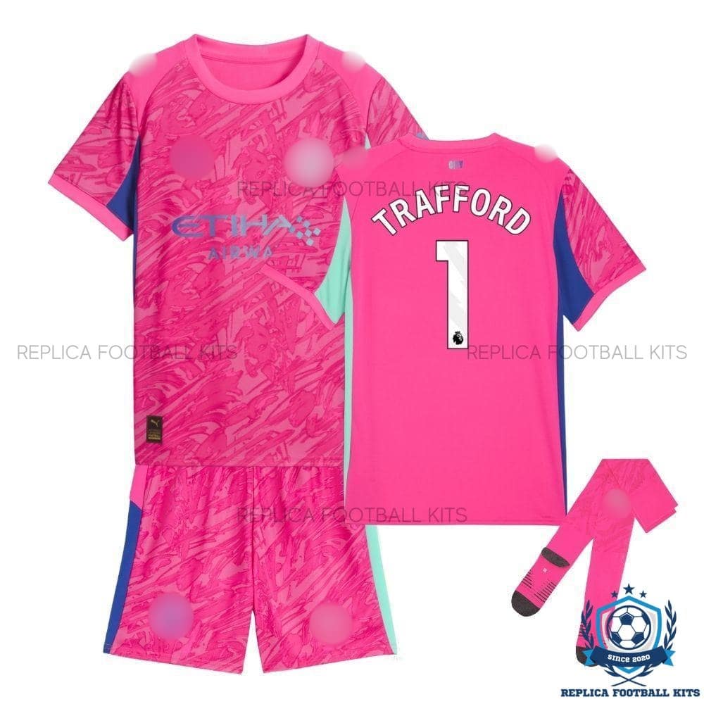 Man City Trafford 1 Pink Goalkeeper Kid Replica Kit 25/26 - overview