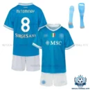 SSC Napoli Mctominay 8 Home Kid Replica Football Kit 25/26 - front view with socks