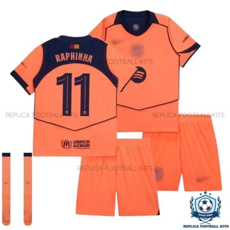 Barcelona Raphinha 11 Third Kids Replica Kit 25/26 - overview - with socks