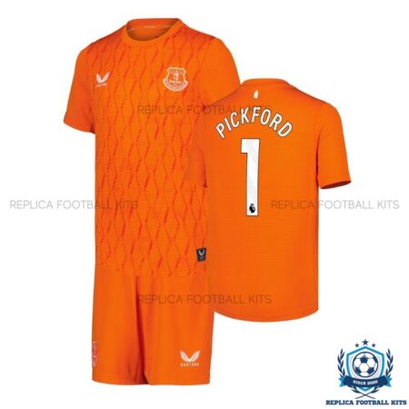 Everton Pickford 1 Orange Goalkeeper Kid Replica Kit 25/26 - overview