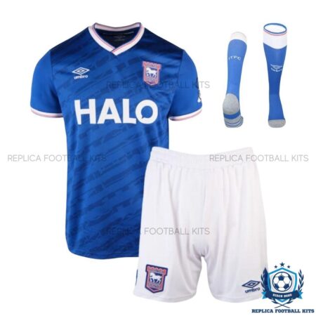 Ipswich Town Home Kid Replica Kit 25/26 - front view with socks