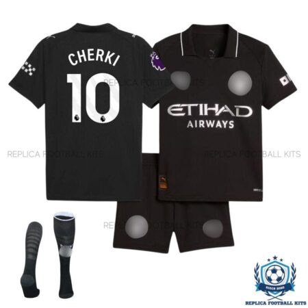 Manchester City Cherki 10 Away Kid Replica Football Kit 25/26 - overview with socks