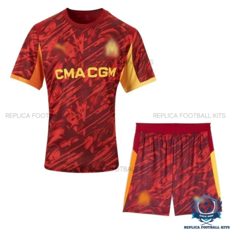 Olympique Marseille Red Goalkeeper Kids Replica Kit 25/26 - front view