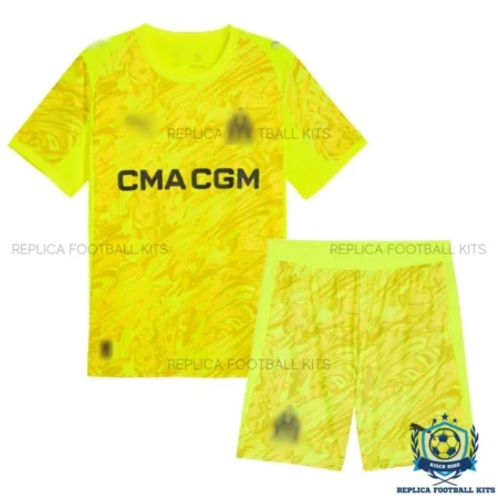 Olympique Marseille Yellow Goalkeeper Kids Replica Kit 25/26 - front view