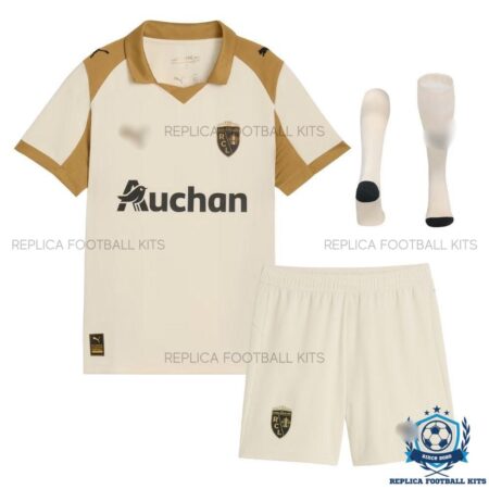 RC Lens Third Kid Replica Football Kit 25/26 - front view with socks