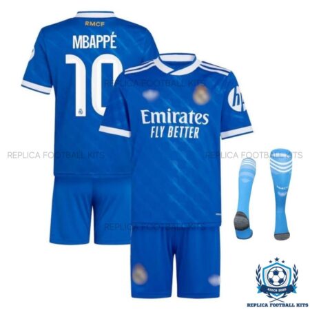 Real Madrid MBAPPÉ 10 Third Kids Replica Football Kit 2025/26 - overview with socks