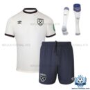 West Ham Away Kids Replica Football Kit 2025/26 - front view with socks