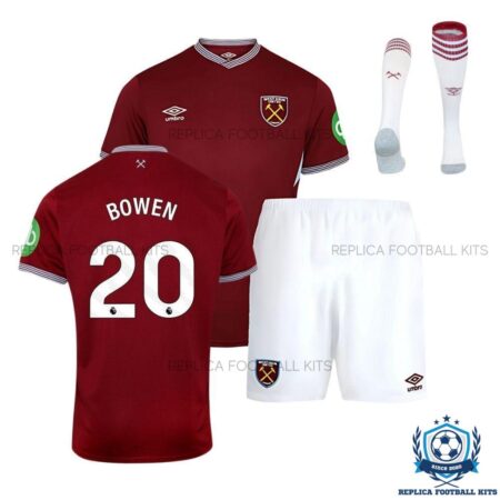 West Ham Bowen 20 Home Kids Replica Football Kit 25/26 - overview with socks